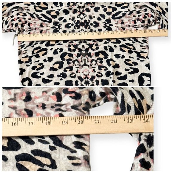 New with tag, Brochu Walker Kelso Leopard Print Cashmere V-neck Sweater, Size X - Picture 14 of 15